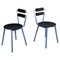 Modern Italian Chairs in Blue Metal, Black Wood and Black Rubber, 1980s, Set of 2 1