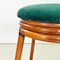 Modern Italian High Forest Green Velvet and Wood Stools, 1970s, Set of 2 5