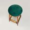 Modern Italian High Forest Green Velvet and Wood Stools, 1970s, Set of 2 6