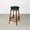 Modern Italian High Forest Green Velvet and Wood Stools, 1970s, Set of 2 9