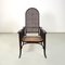 Art Deco Dark Wood and Straw Armchair with Reclining Backrest, 1890s 4