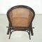 Art Deco Dark Wood and Straw Armchair with Reclining Backrest, 1890s 12