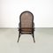 Art Deco Dark Wood and Straw Armchair with Reclining Backrest, 1890s 3
