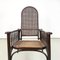 Art Deco Dark Wood and Straw Armchair with Reclining Backrest, 1890s 5
