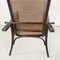 Art Deco Dark Wood and Straw Armchair with Reclining Backrest, 1890s 11