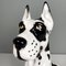 Moderne italienische Schwarzweiße Keramik Harlekin Dogge Dog Skulptur, 1980er 8