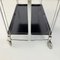 Mid-Century Modern Italian Metal and Black Plastic Food Trolley on Wheels, 1960s 11