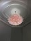 Lámpara de araña de techo italiana de vidrio rosa, Murano, años 90, Imagen 14