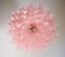 Lámpara de araña de techo italiana de vidrio rosa, Murano, años 90, Imagen 8
