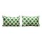 Coussins Ikat en Velours de Soie Vert, Set de 2 1