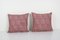 Fundas para paneles de tela de algodón con estampado de rodillos uzbeko Mid-Century rosa. Juego de 2, Imagen 1