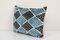 Handmade Soft Silk Blue Velvet Ikat Lumbar Cushion Cover, Image 2
