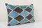 Handmade Soft Silk Blue Velvet Ikat Lumbar Cushion Cover 3