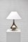 Vintage Silver Enamelled Ceramic Table Lamp from Perignem, 1970s 2