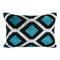 Blue Silk Velvet Ikat Accent Cushion 1