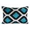 Coussin d'appoint Ikat en velours de soie bleu 1