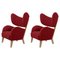 Red Raf Simons Vidar 3 Natural Oak My Own Chair Lounge Chairs by Lassen, Set of 2, Image 1