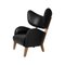 Fauteuil My Own Chair en Cuir Noir en Chêne Fumé par Lassen 2