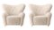 Fauteuil The Tired Man en Peau de Mouton Moonlight par Lassen, Set de 2 2