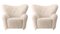 Moonlight Sheepskin the Tired Man Lounge Chair by Lassen, Set of 2, Image 2
