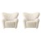 Off White Sheepskin the Tired Man Lounge Chair by Lassen, Set of 2, Image 1
