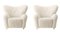 Off White Sheepskin the Tired Man Lounge Chair by Lassen, Set of 2 2