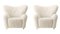 The Tired Man Sessel in Off White Sheepskin by Lassen, 2er Set 2