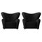 Set of Dark Grey Hallingdal the Tired Man Lounge Chair by Lassen 1