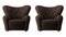 Espresso Sheepskin the Tired Man Lounge Chair by Lassen, Set of 2, Image 2