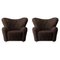 Espresso Sheepskin the Tired Man Lounge Chair by Lassen, Set of 2, Image 1