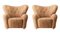 Set of Honey Sheepskin the Tired Man Lounge Chair by Lassen 2