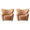 Set of Honey Sheepskin the Tired Man Lounge Chair by Lassen 1