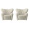 Green Tea Sheepskin the Tired Man Lounge Chair by Lassen, Set of 2, Image 1