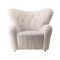 Set of Off White Sheepskin the Tired Man Lounge Chair and Footstool by Lassen 4