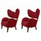 Red Raf Simons Vidar 3 Smoked Oak My Own Lounge Chair by Lassen, Set of 2 1