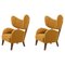 Set of Orange Raf Simons Vidar 3 Smoked Oak My Own Lounge Chair by Lassen 1
