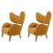 Orange Raf Simons Vidar 3 Natural Oak My Own Lounge Chair by Lassen, Set of 2, Image 1
