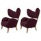 Maroon Raf Simons Vidar 3 Natural Oak My Own Lounge Chair by Lassen, Set of 2 1