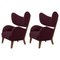 Maroon Raf Simons Vidar 3 Smoked Oak My Own Lounge Chairs by Lassen, Set of 2, Image 1