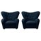 Blue Sahco Zero the Tired Man Lounge Chairs by Lassen, Set of 2 1
