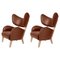 Brown Leather Natural Oak My Own Chair Lounge Chairs by Lassen, Set of 2 1