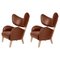 Brown Leather Natural Oak My Own Chair Lounge Chairs by Lassen, Set of 2, Image 1