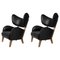 Black Leather Smoked Oak My Own Chair Lounge Chairs by Lassen, Set of 2 1