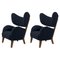 Blue Raf Simons Vidar 3 Smoked Oak My Own Chair Lounge Chair by Lassen, Set of 2 1