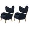 Blue Raf Simons Vidar 3 Natural Oak My Own Chair Lounge Chair by Lassen, Set of 2 1