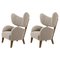 Set of Dark Beige Sahco Zero Smoked Oak My Own Chair Lounge Chairs by Lassen 1