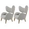 Light Grey Raf Simons Vidar 3 Natural Oak My Own Lounge Chair by Lassen, Set of 2, Image 1