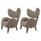 Set of Dark Beige Raf Simons Vidar 3 Smoked Oak My Own Lounge Chair by Lassen, Image 1