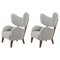Light Grey Raf Simons Vidar 3 Smoked Oak My Own Lounge Chair by Lassen, Set of 2, Image 1