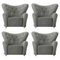 Grey Hallingdal the Tired Man Lounge Chair by Lassen, Set of 4 1